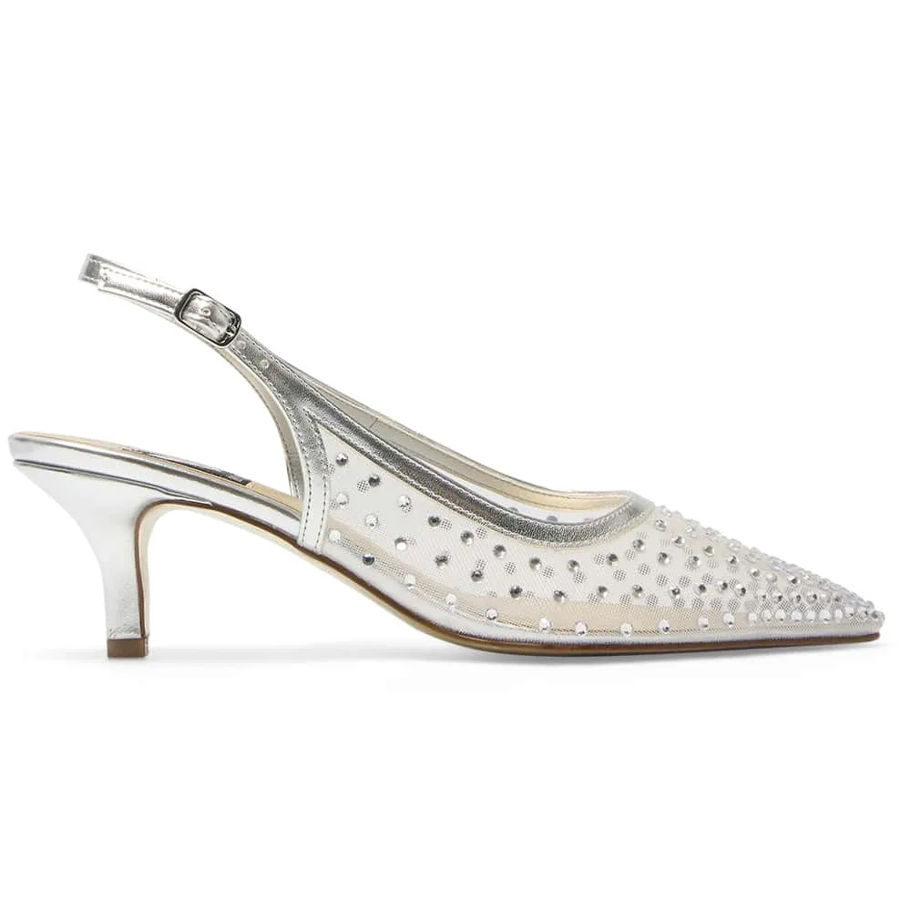 Sapphire Heel in Silver Metallic