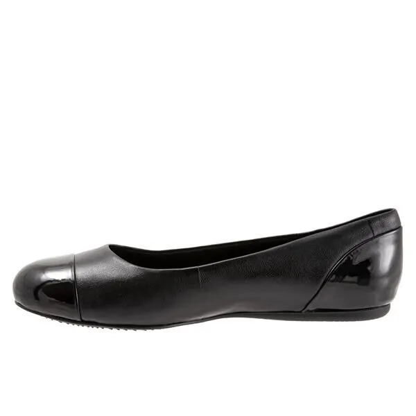 Softwalk Sonoma Cap Toe Ballet Women's 10.5 Black Soft Nappa Patent Flat FZP205 (Black,10.5)