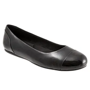 Softwalk Sonoma Cap Toe Ballet Women's 10.5 Black Soft Nappa Patent Flat FZP205 (Black,10.5)