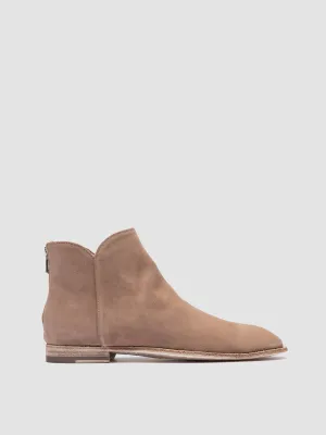 SOLITUDE 106 - Taupe Suede Zipped Boots