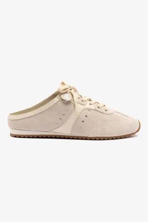 Stella Sneaker Mule In Mushroom Grey Suede and Ivory Leather