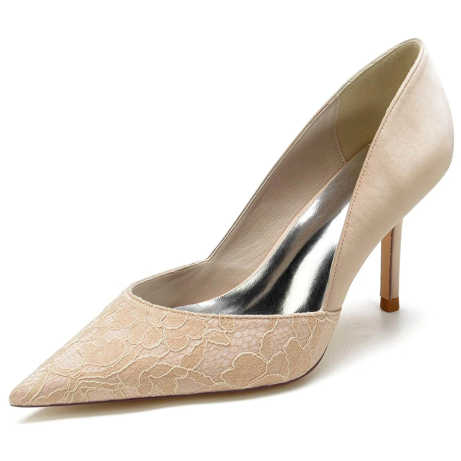 Stiletto Heel 8.5cm Silk-Like Lace Shoes CK0132