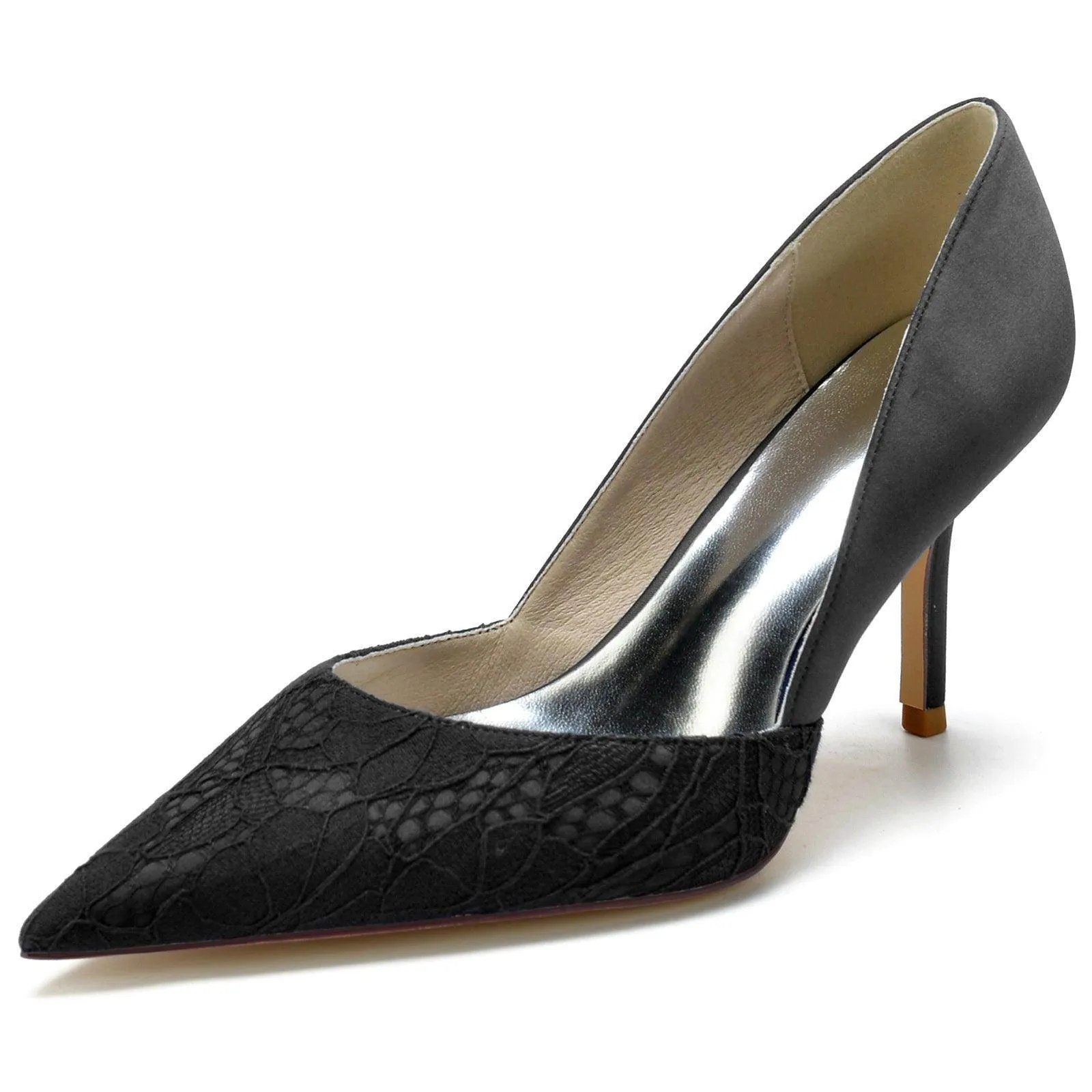 Stiletto Heel 8.5cm Silk-Like Lace Shoes CK0132