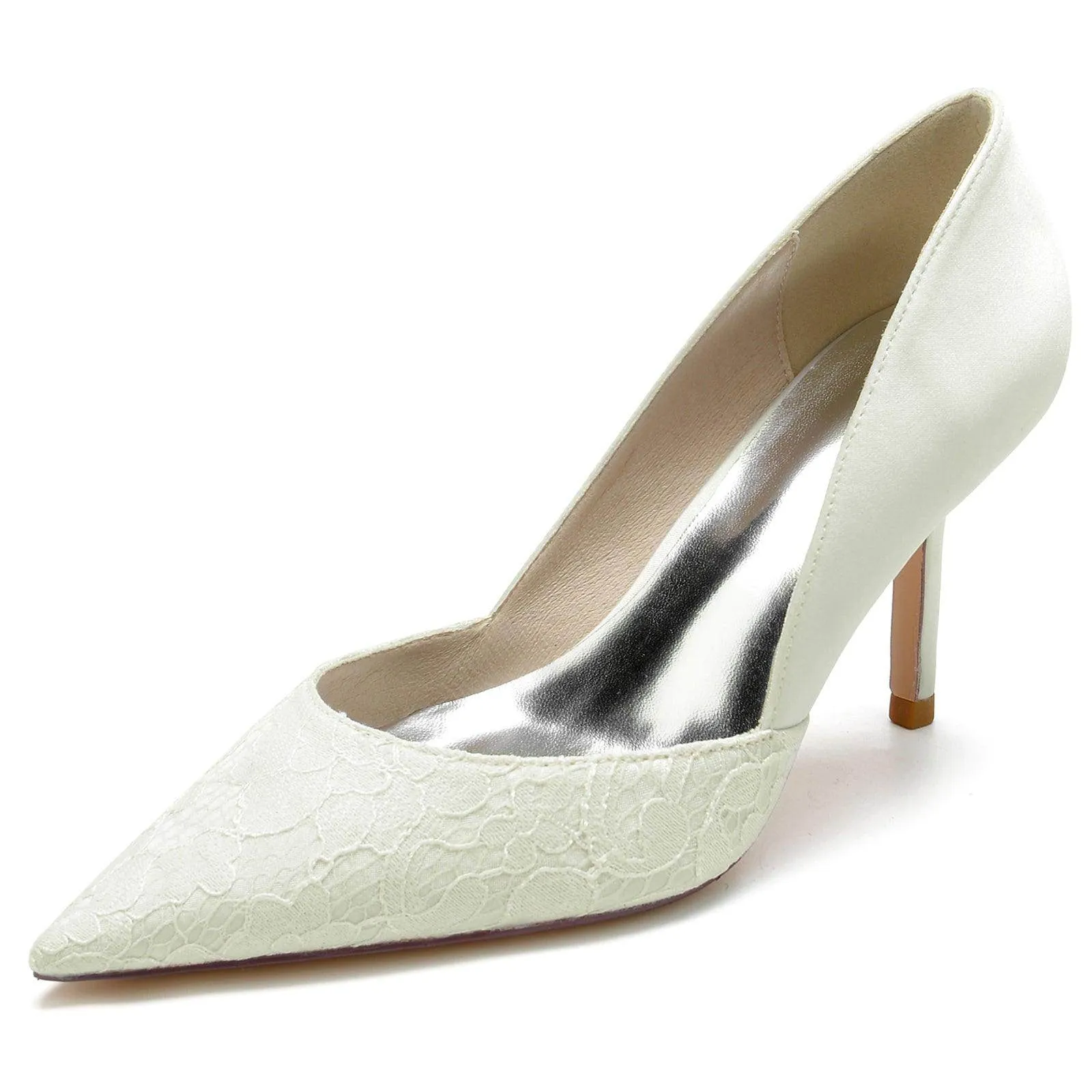 Stiletto Heel 8.5cm Silk-Like Lace Shoes CK0132