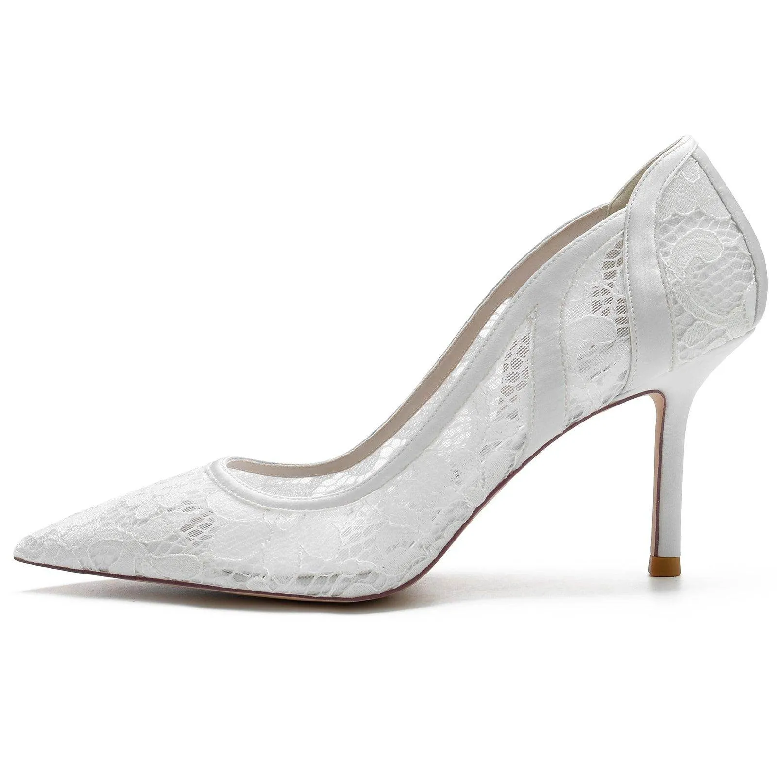 Stiletto Heel 8.5cm Silk-Like Lace Shoes CK0139