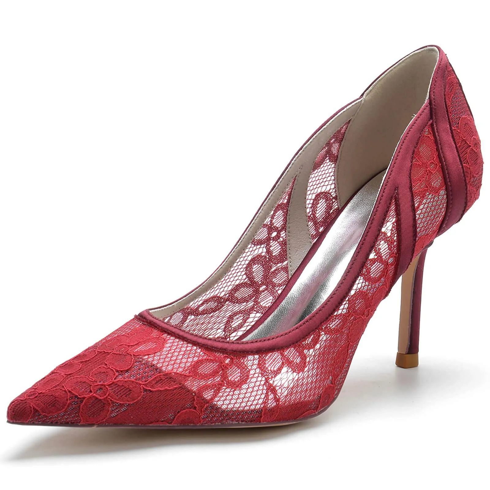 Stiletto Heel 8.5cm Silk-Like Lace Shoes CK0139