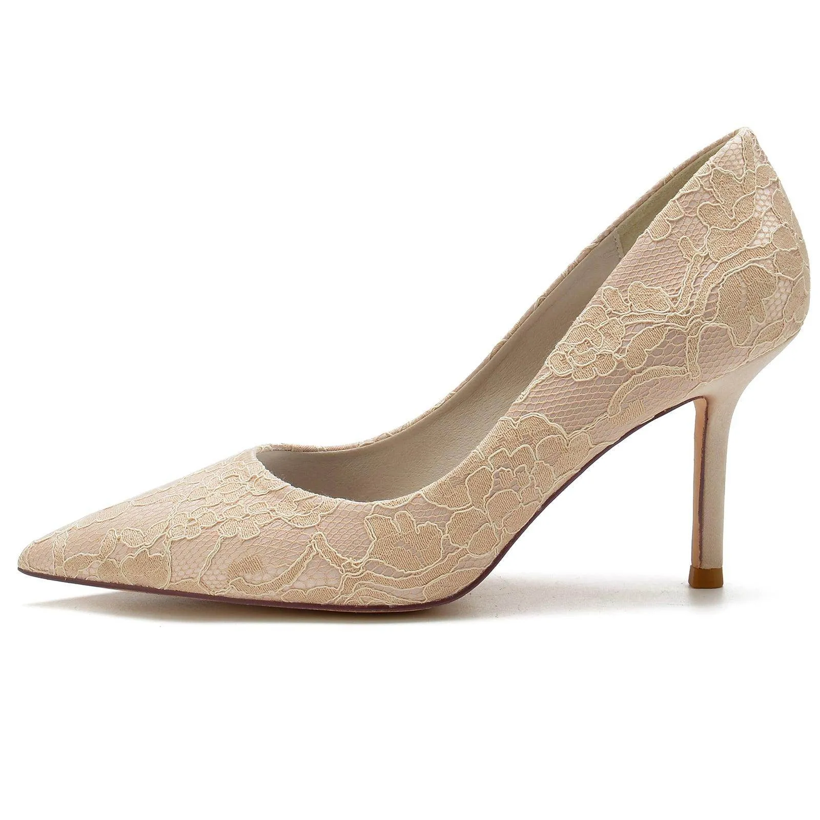 Stiletto Heel 8.5cm Silk-Like Lace Shoes CK0153