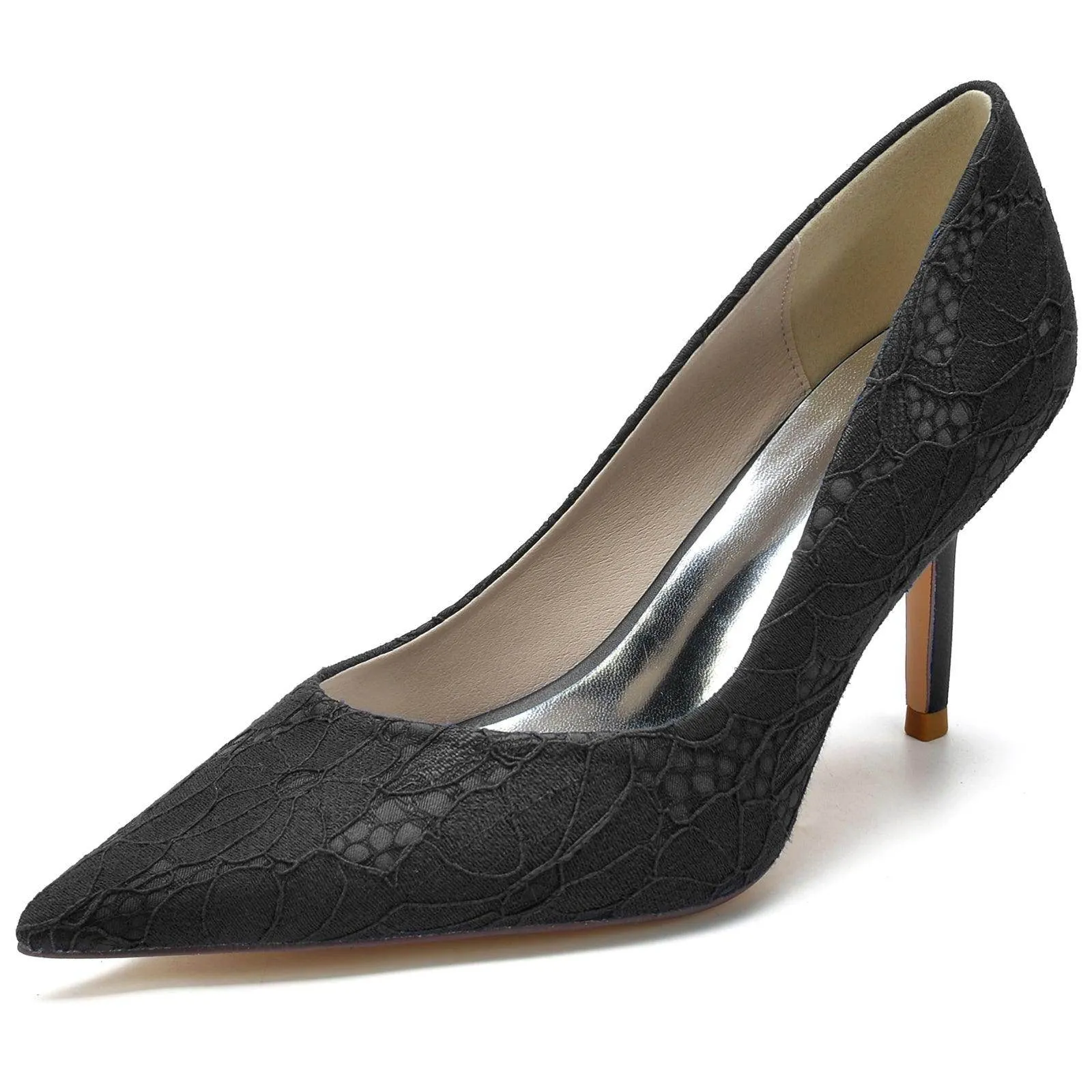 Stiletto Heel 8.5cm Silk-Like Lace Shoes CK0153