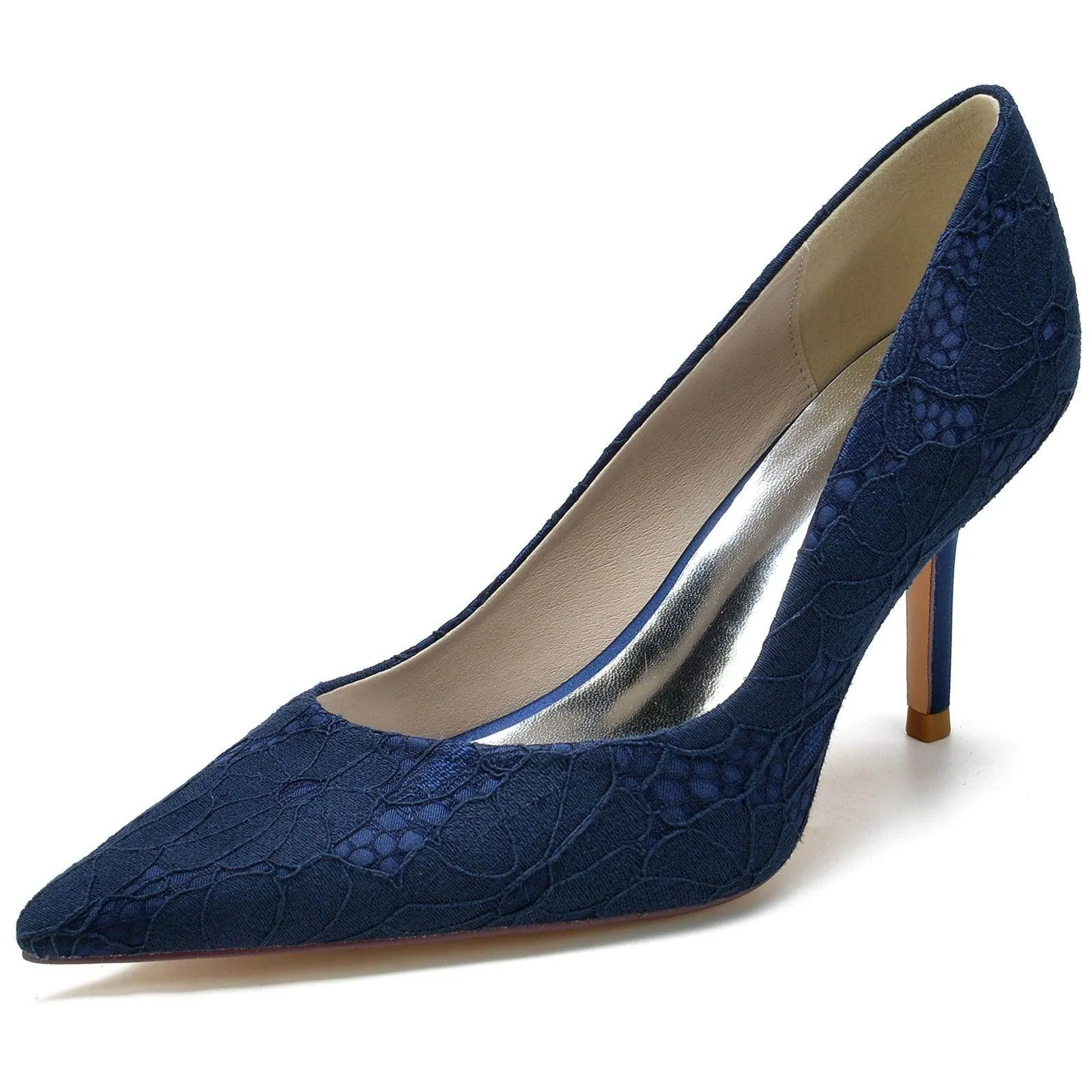 Stiletto Heel 8.5cm Silk-Like Lace Shoes CK0153