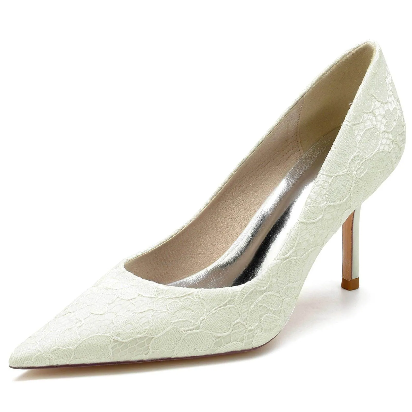 Stiletto Heel 8.5cm Silk-Like Lace Shoes CK0153