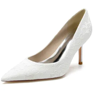 Stiletto Heel 8.5cm Silk-Like Lace Shoes CK0153