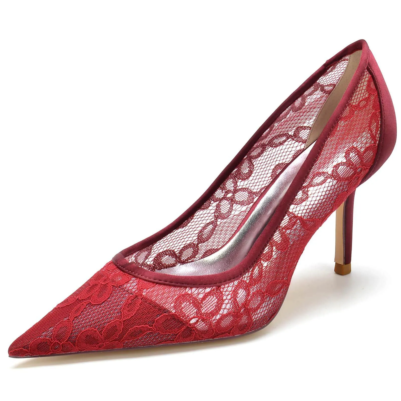 Stiletto Heel 8.5cm Silk-Like Lace Shoes CK0157