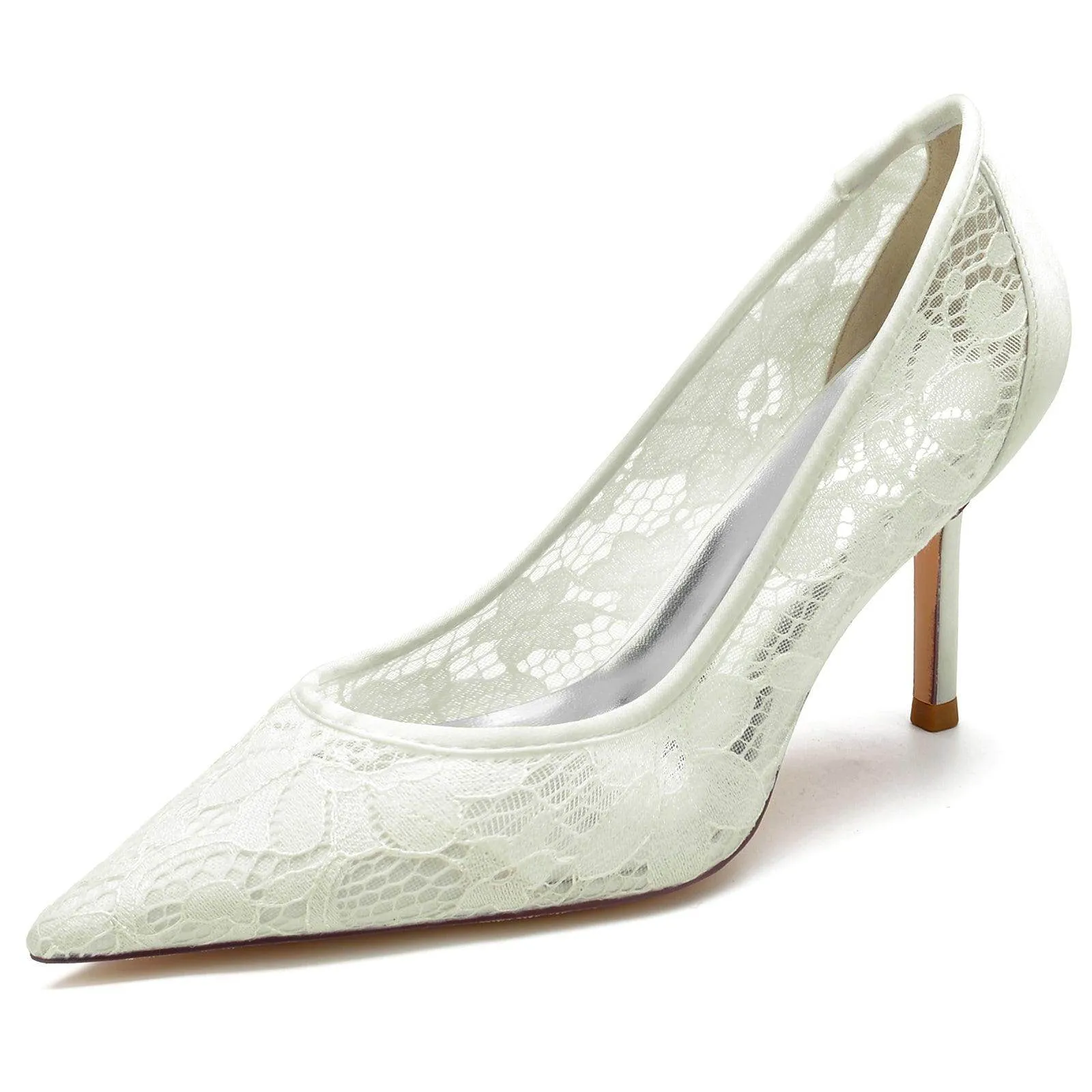 Stiletto Heel 8.5cm Silk-Like Lace Shoes CK0157