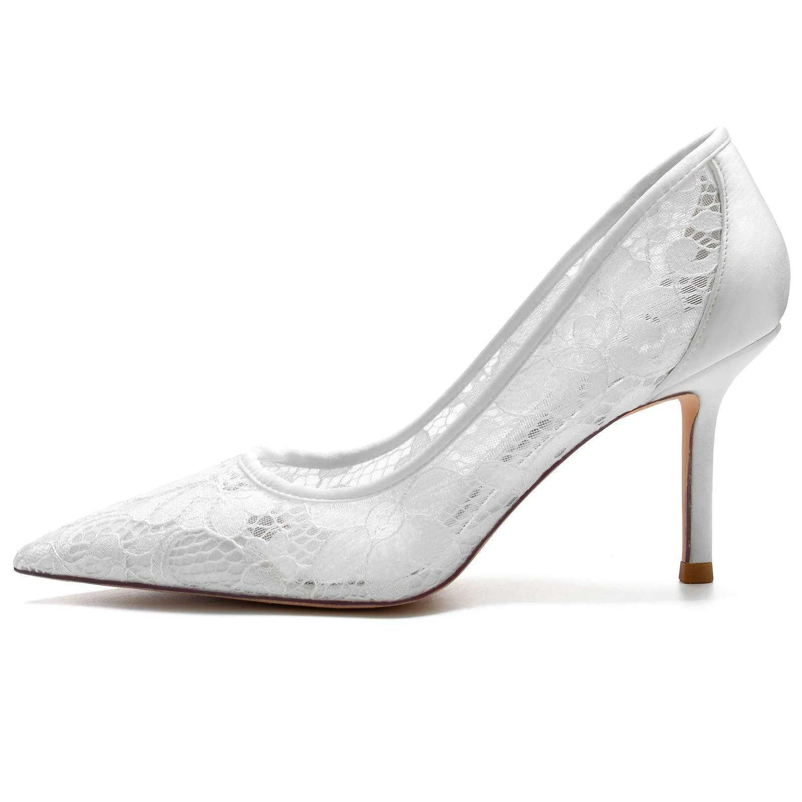 Stiletto Heel 8.5cm Silk-Like Lace Shoes CK0157