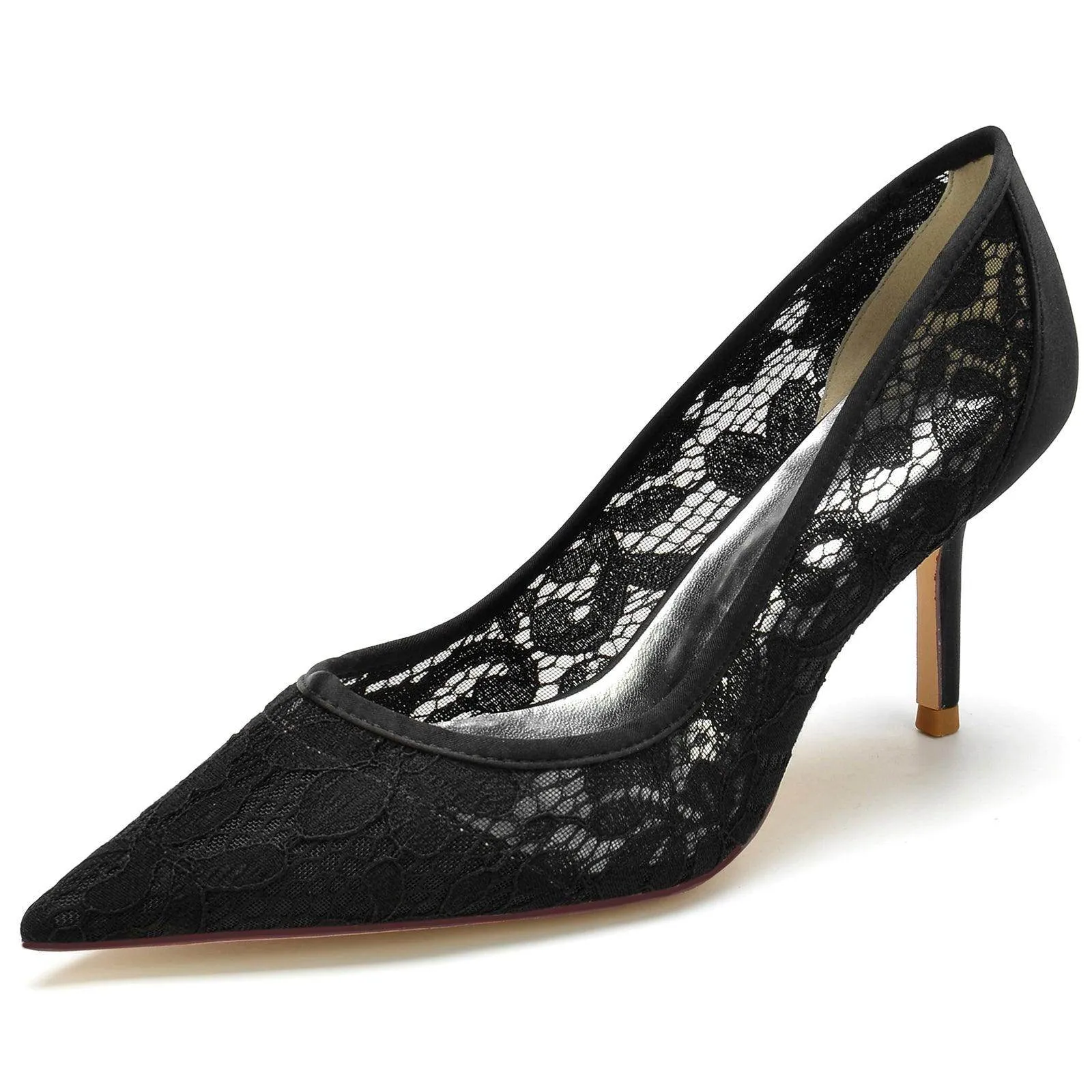 Stiletto Heel 8.5cm Silk-Like Lace Shoes CK0157