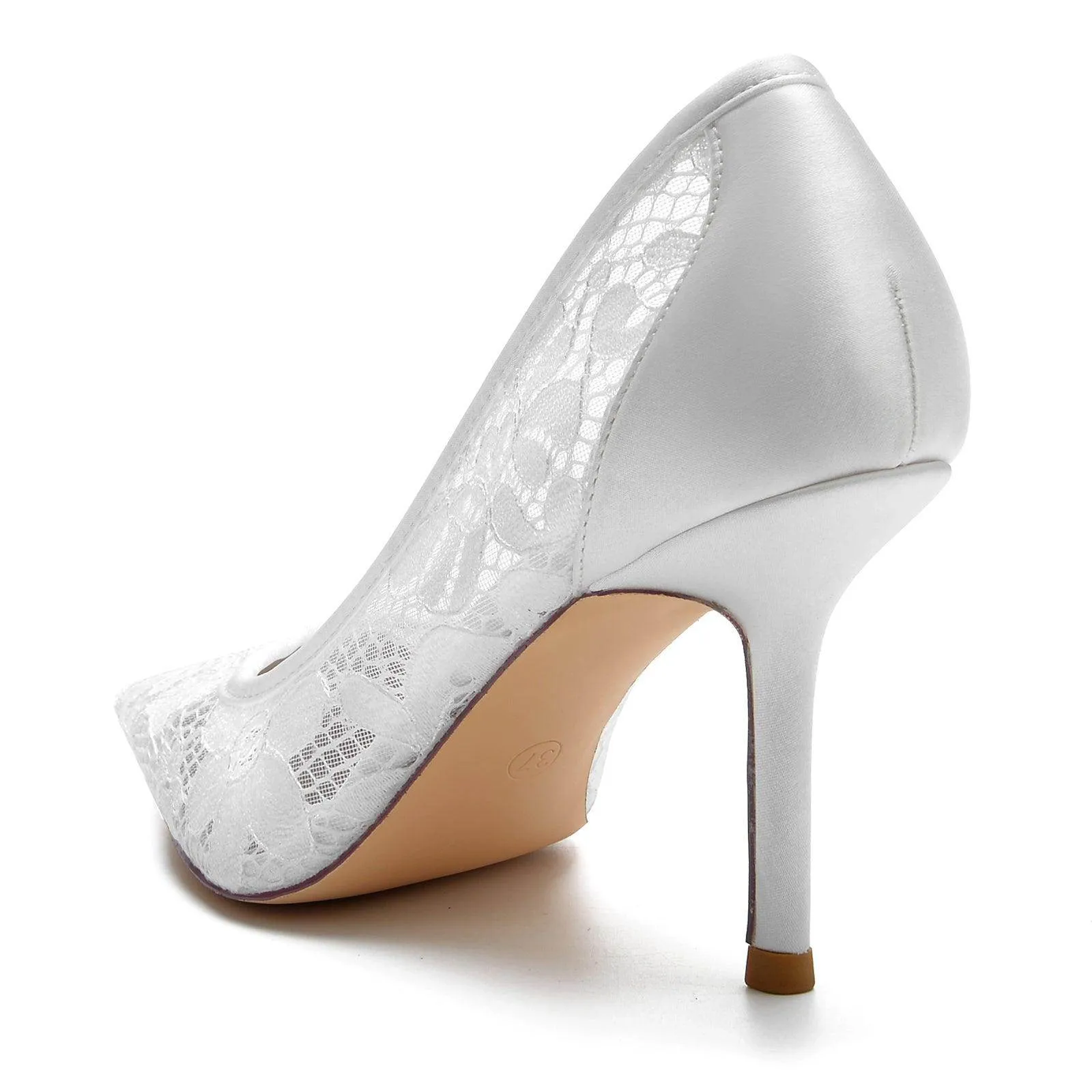 Stiletto Heel 8.5cm Silk-Like Lace Shoes CK0157