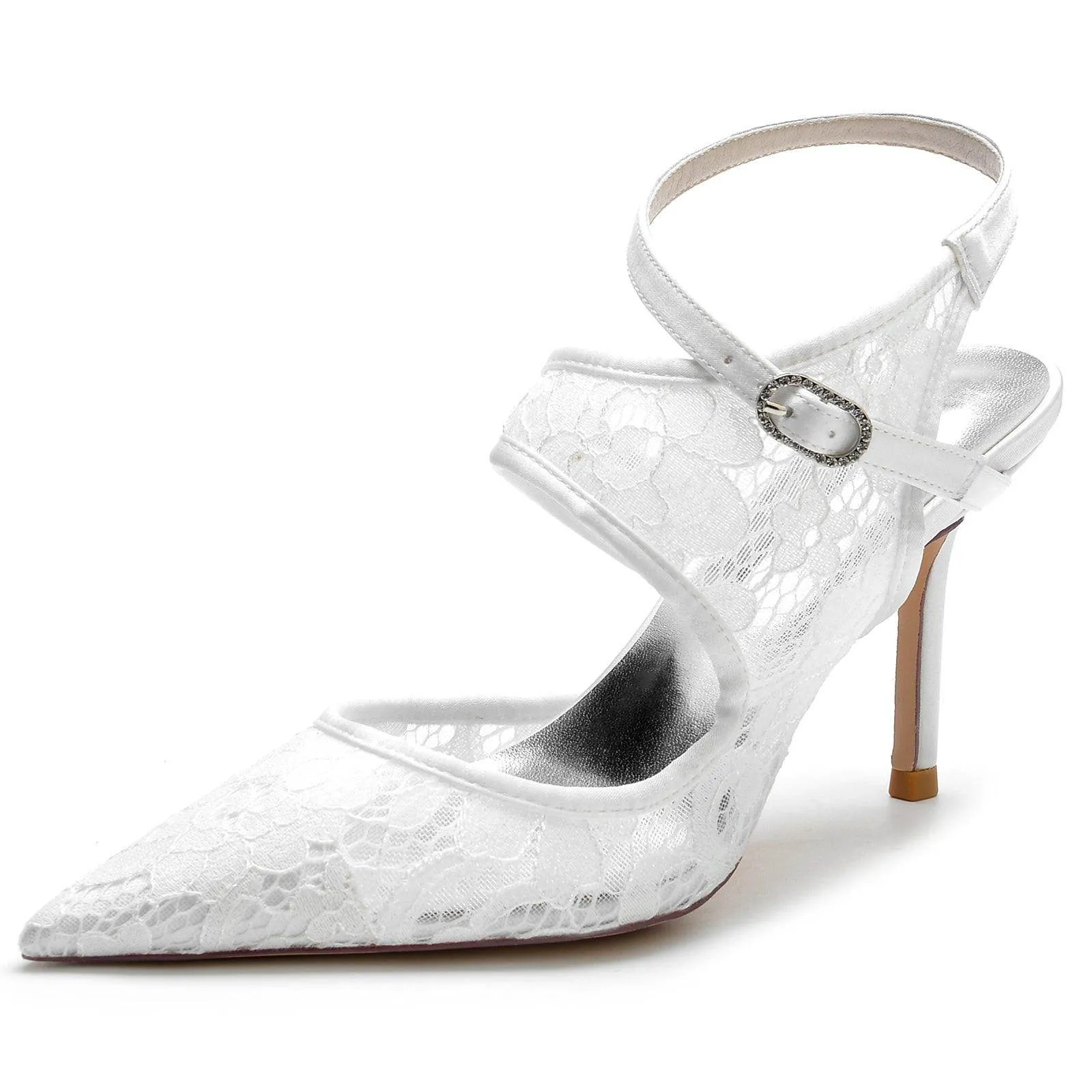 Stiletto Heel 8.5cm Silk-Like Lace Shoes CK0171