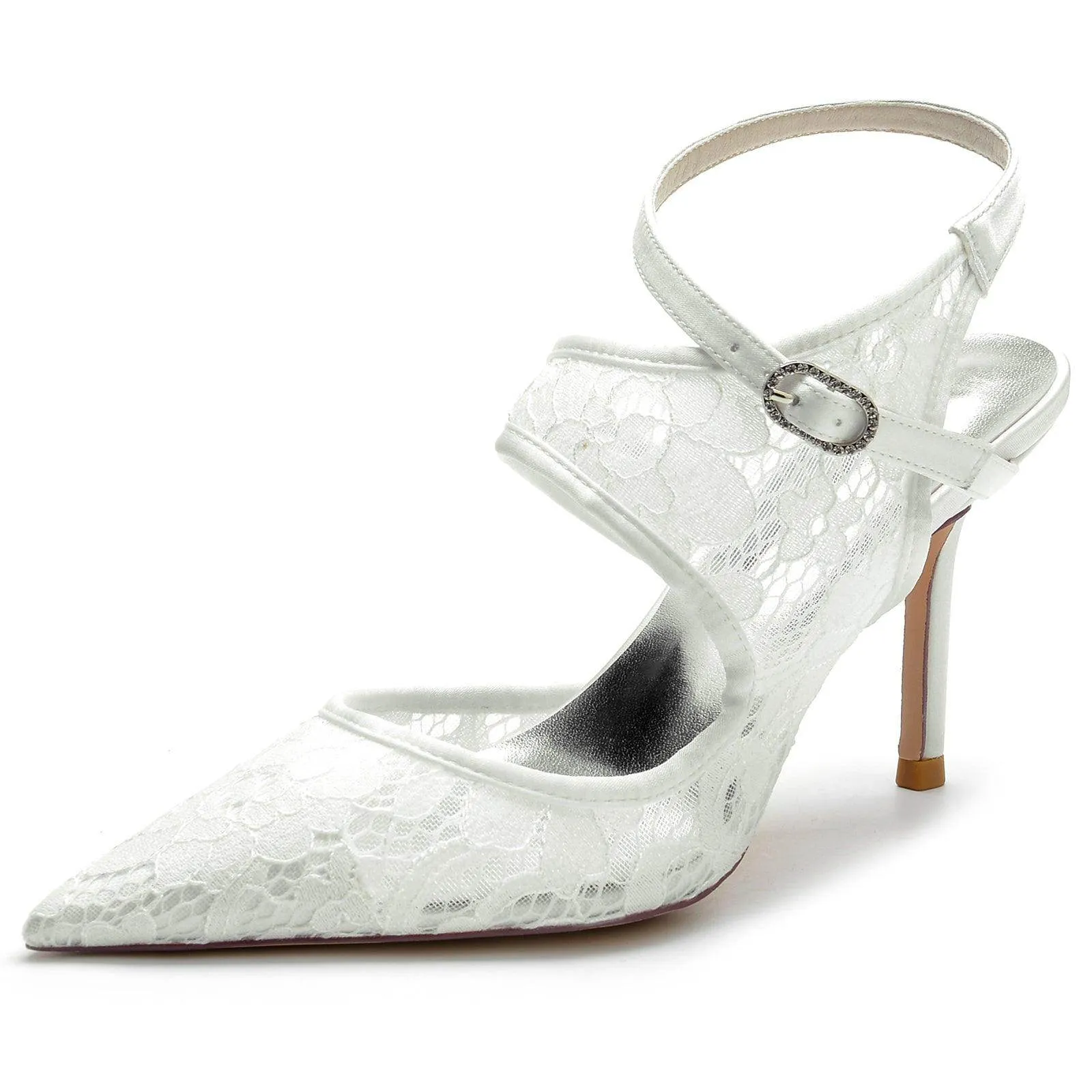 Stiletto Heel 8.5cm Silk-Like Lace Shoes CK0171