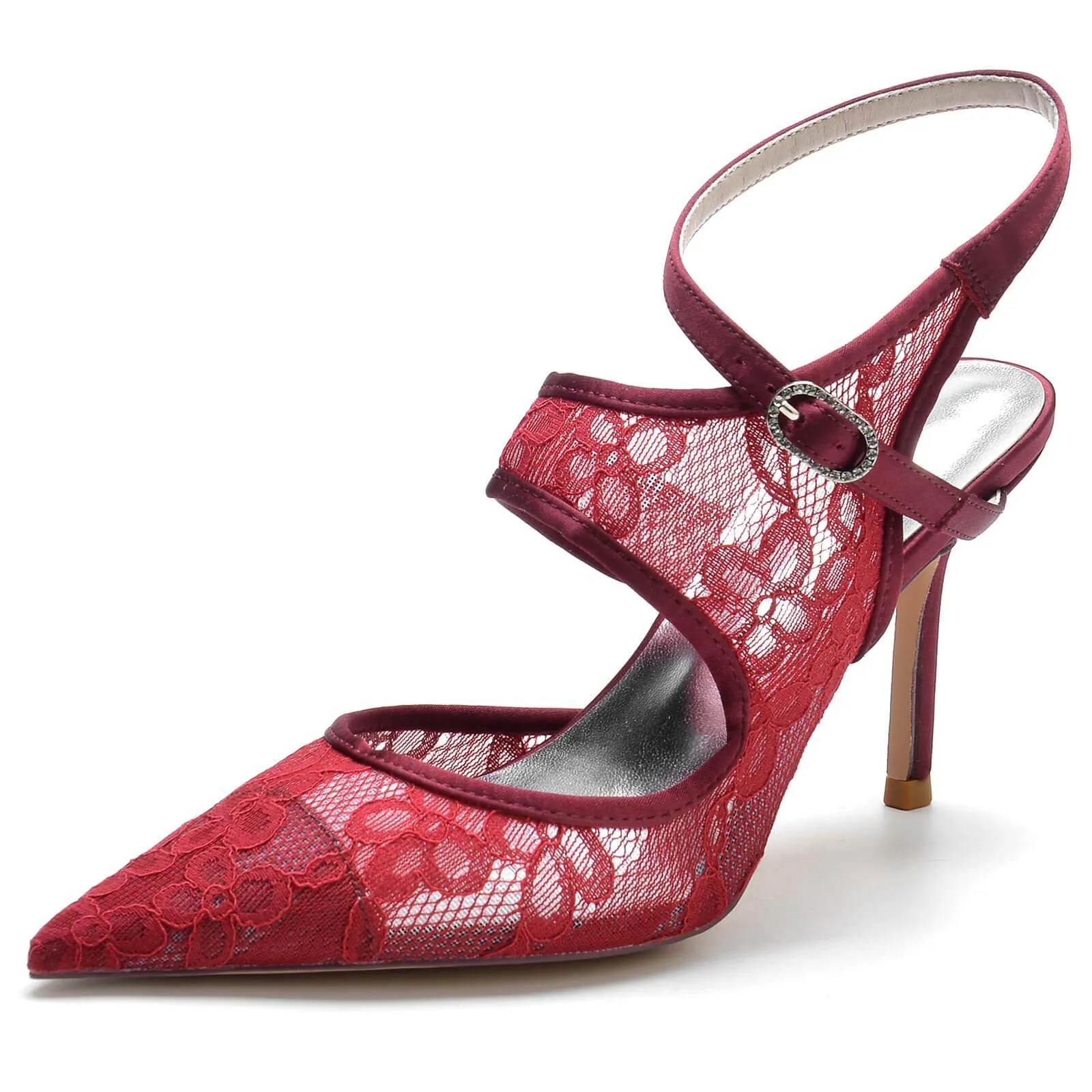 Stiletto Heel 8.5cm Silk-Like Lace Shoes CK0171