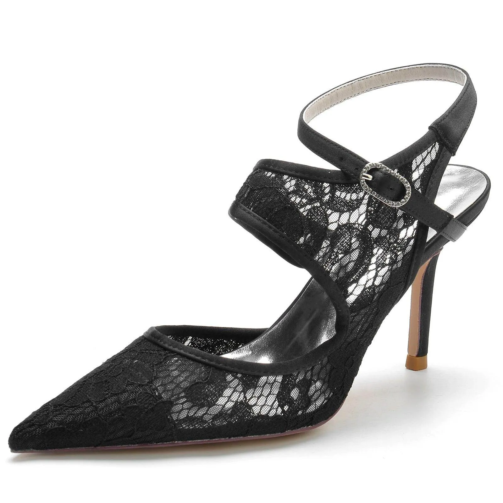 Stiletto Heel 8.5cm Silk-Like Lace Shoes CK0171