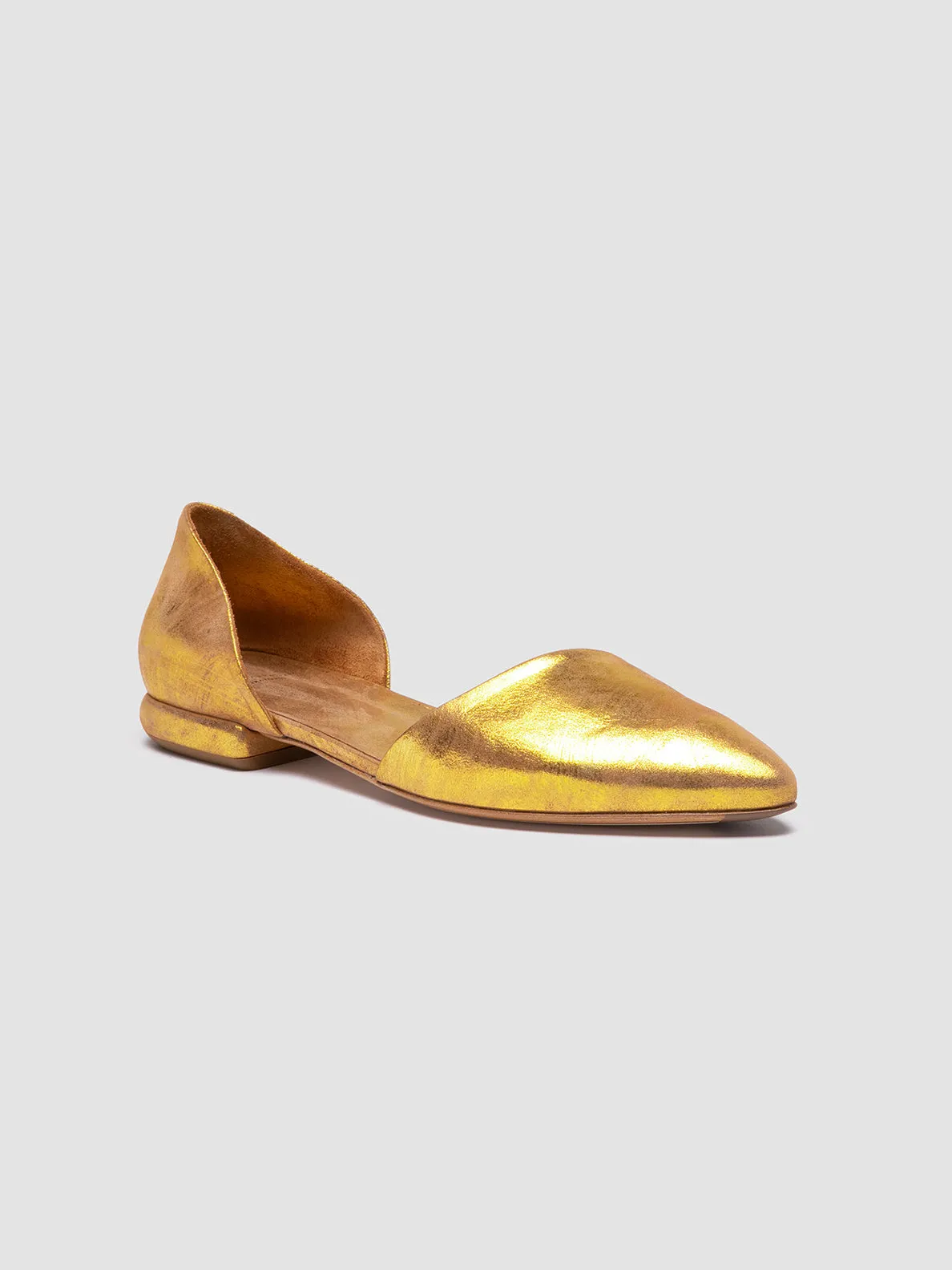 SUE 002 - Gold Leather Ballerina Shoes