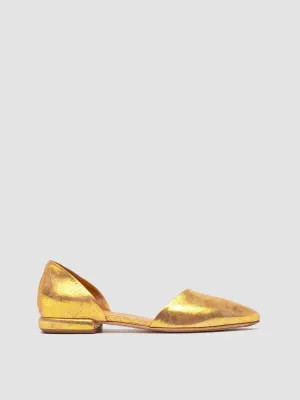 SUE 002 - Gold Leather Ballerina Shoes