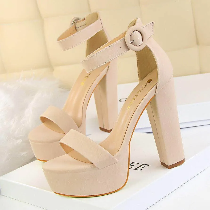 Suede Ankle Strap  Block Heels 550122184120