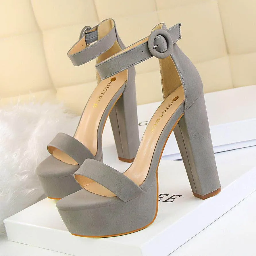 Suede Ankle Strap  Block Heels 550122184120