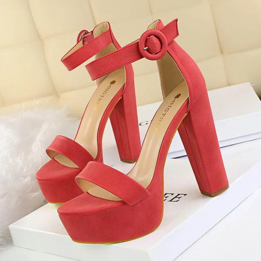 Suede Ankle Strap  Block Heels 550122184120