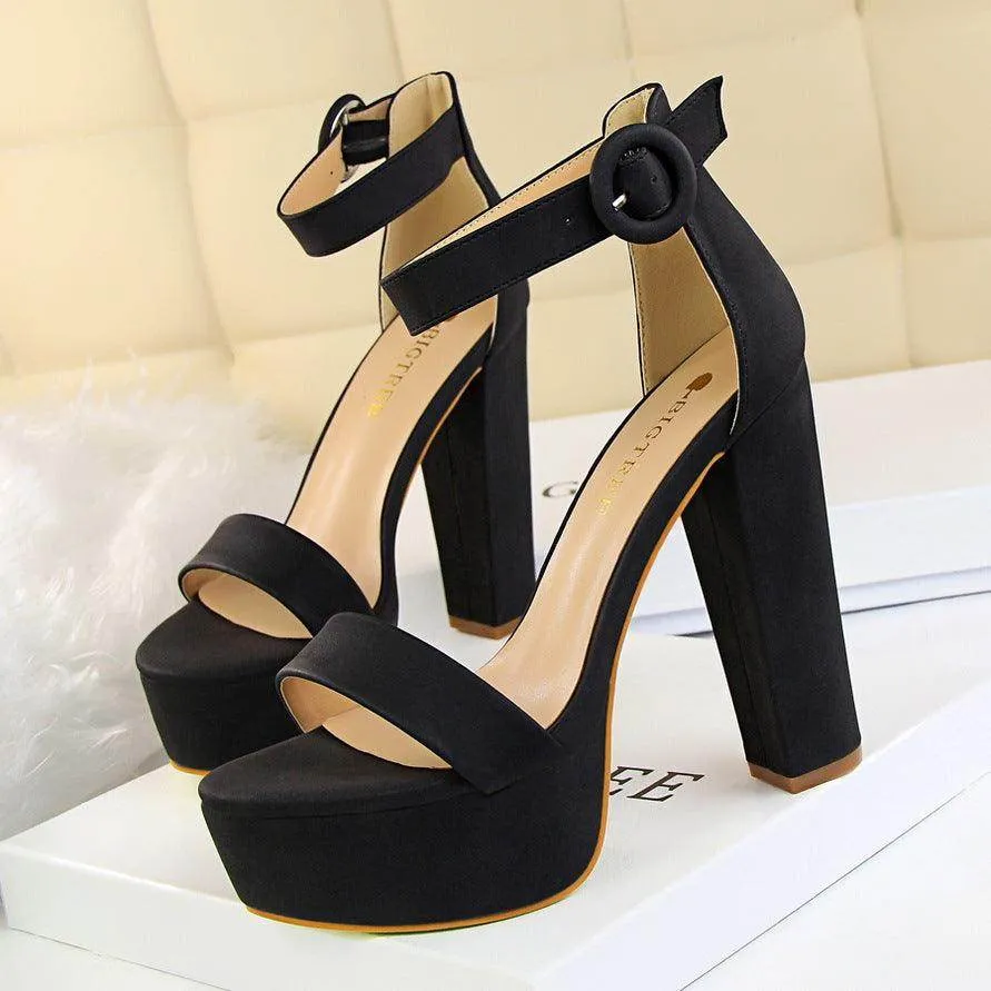 Suede Ankle Strap  Block Heels 550122184120