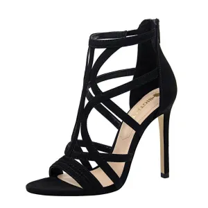 Suede Cross  Pointy  Stiletto Heels  614340182360