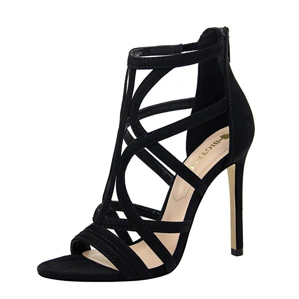 Suede Cross  Pointy  Stiletto Heels  614340182360