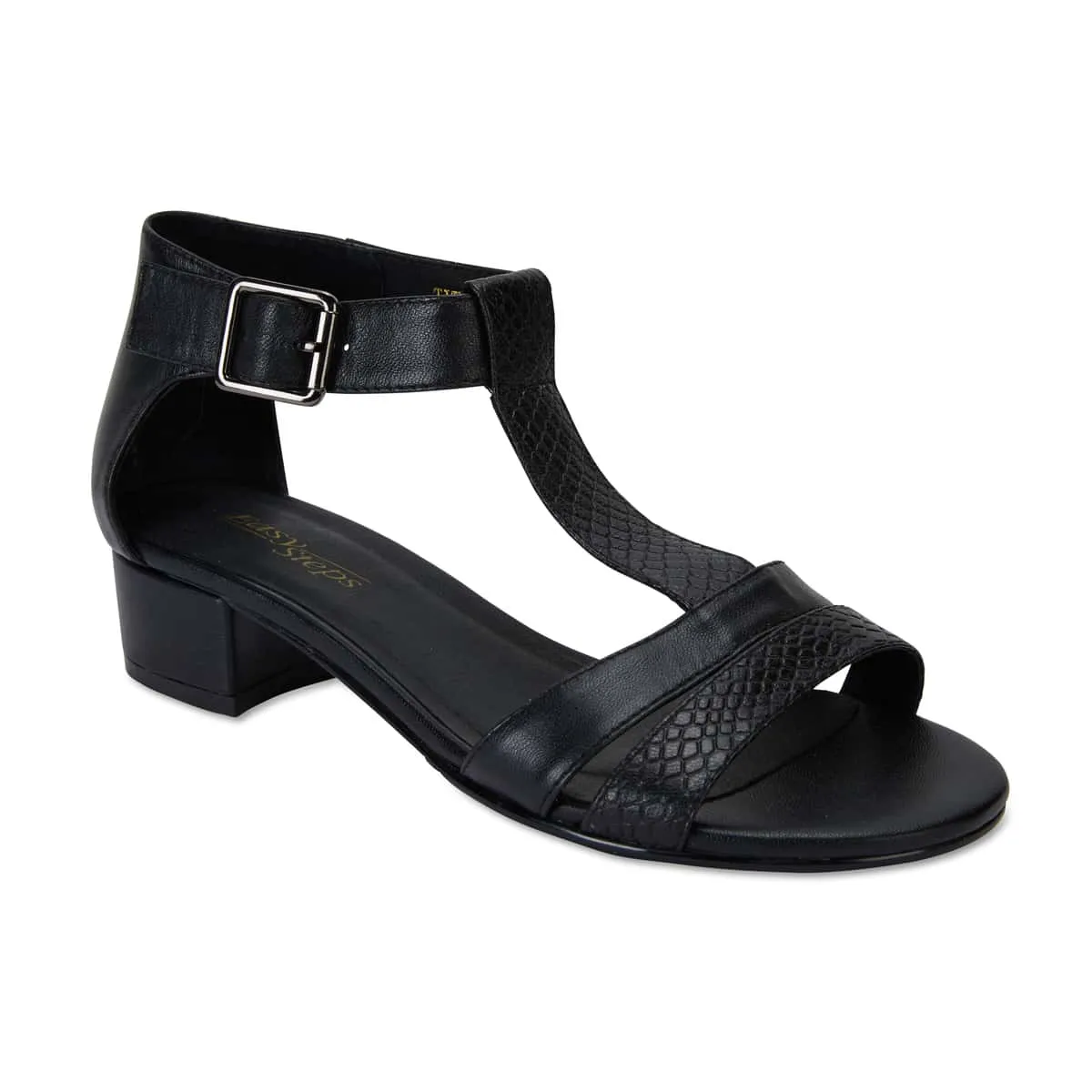 Title Heel in Black Leather