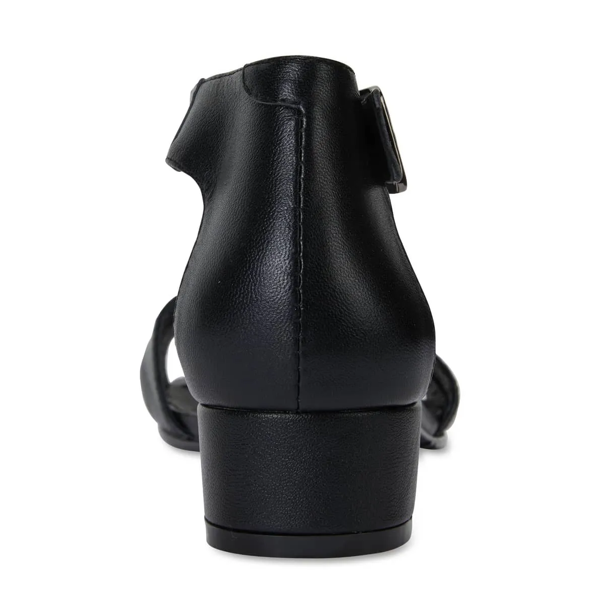 Title Heel in Black Leather