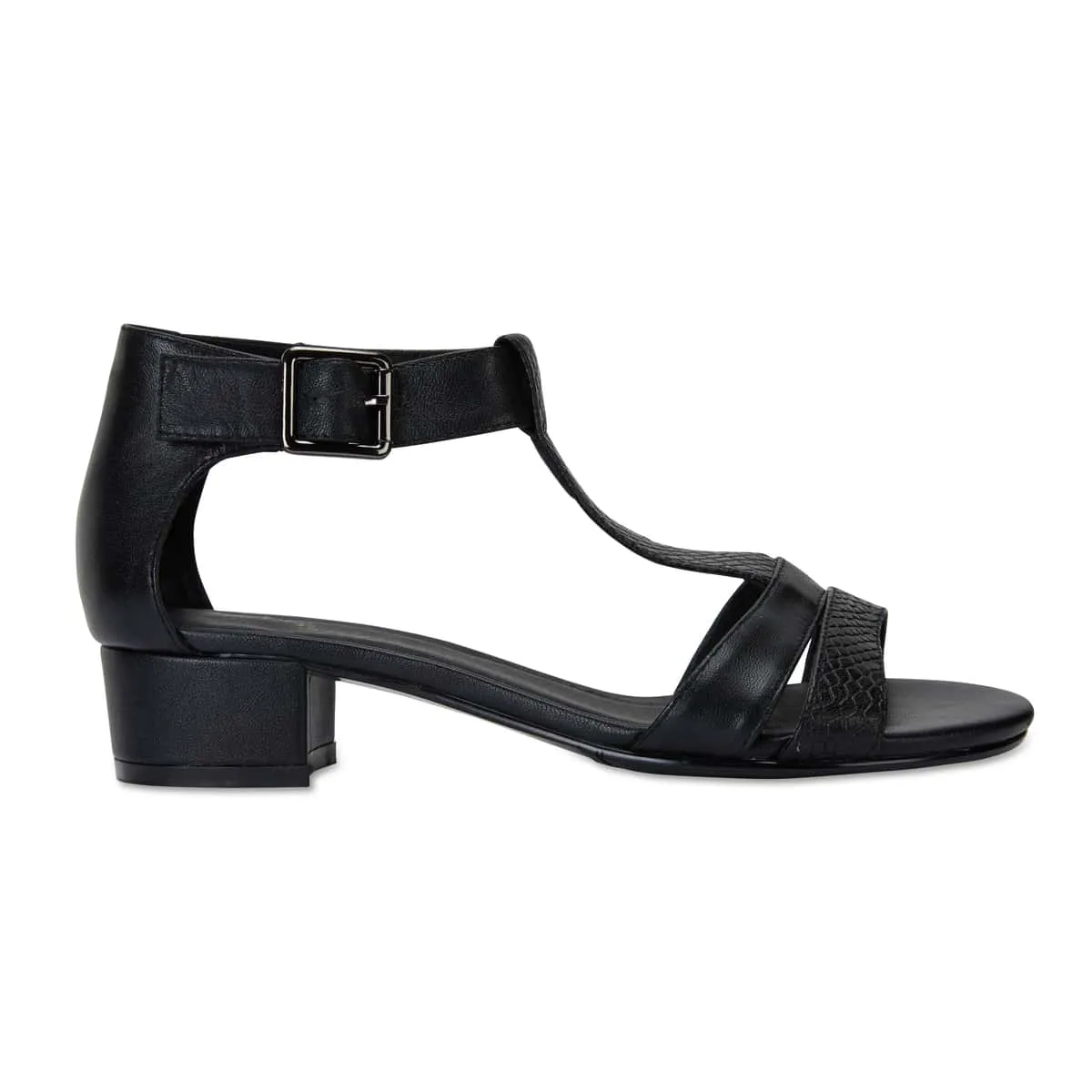 Title Heel in Black Leather