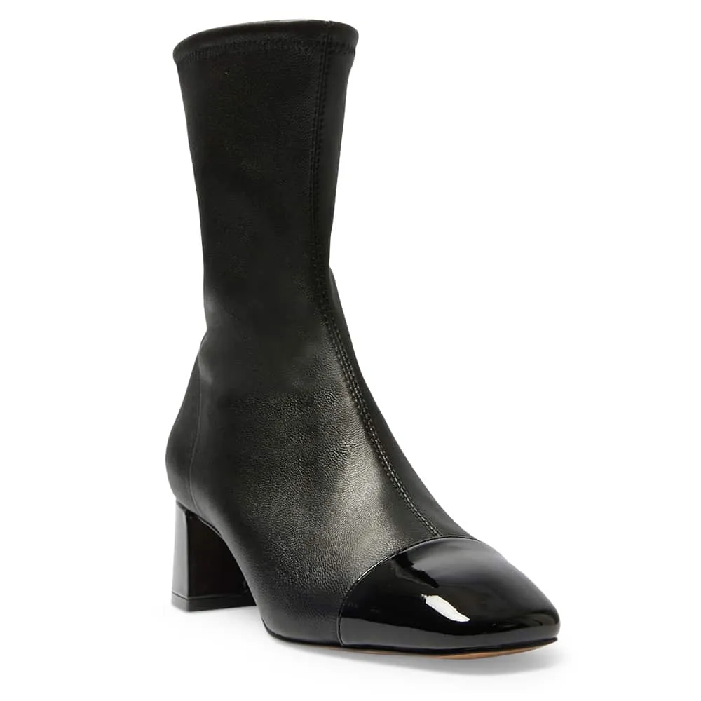 Token Boot in Black Patent Stretch Leather