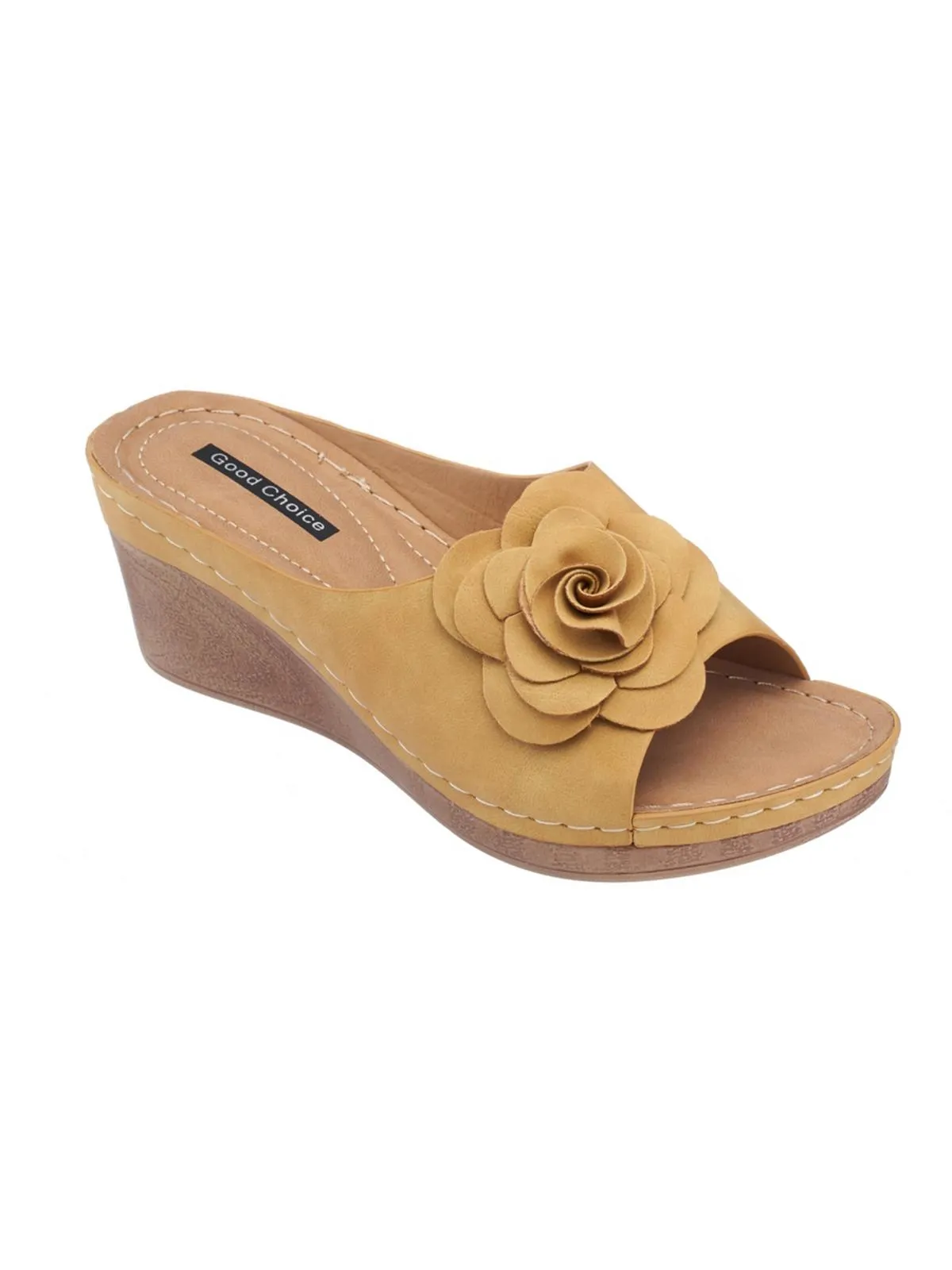 Tokyo Womens Faux Leather Floral Wedge Sandals