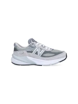Tonal Grey Leather And Mesh Sneakers