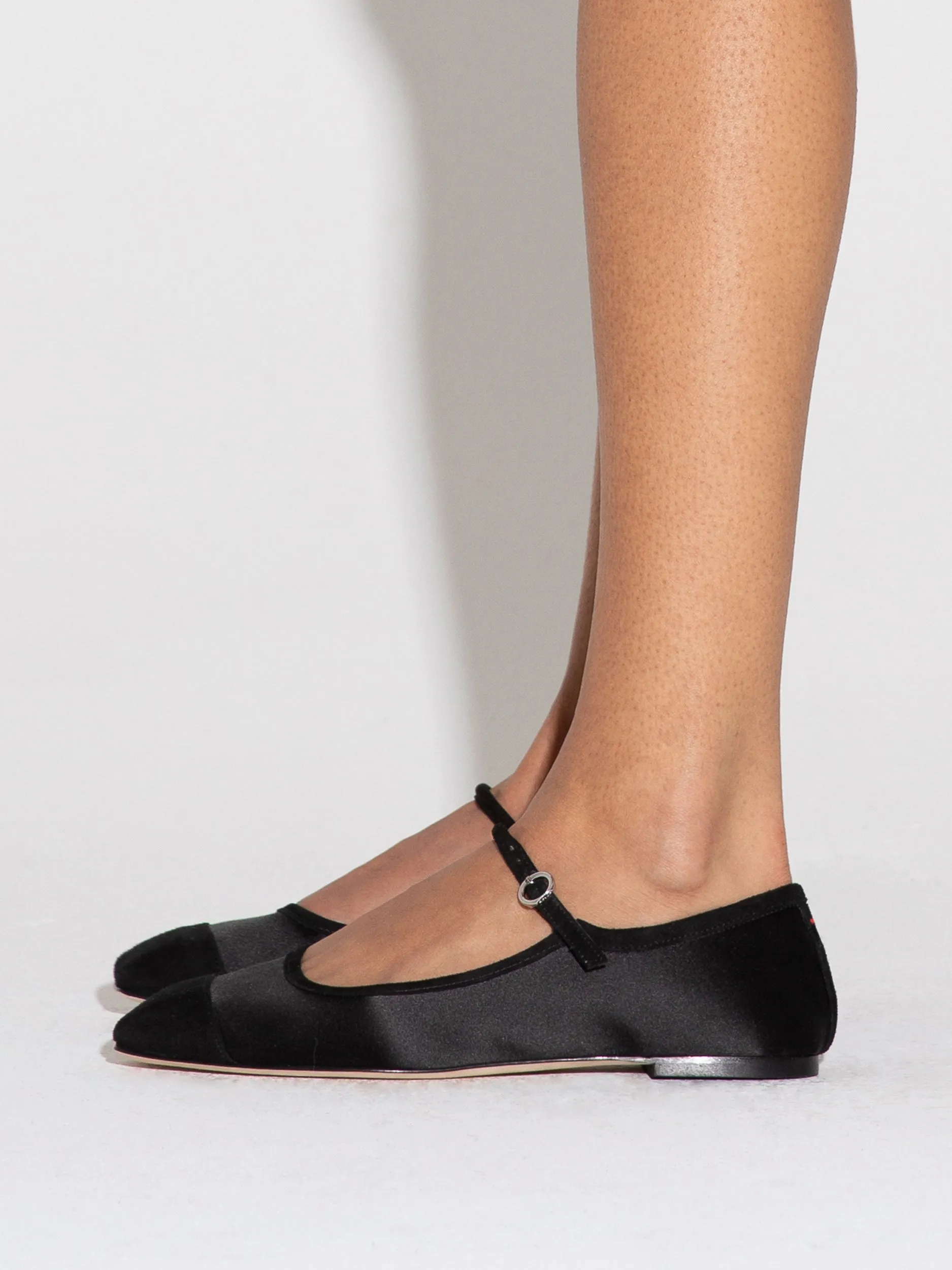 Uma Satin Toe-Cap Mary-Jane Flats