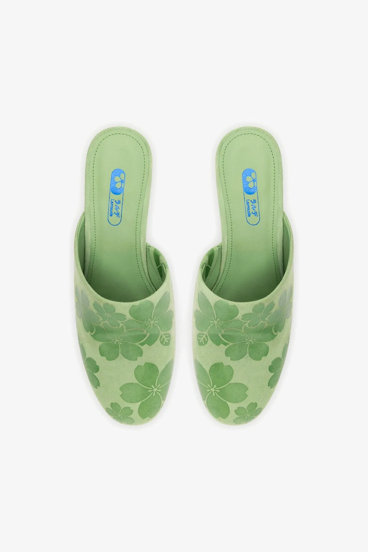 Venice Wedge In Pistacchio Sakura Printed Suede