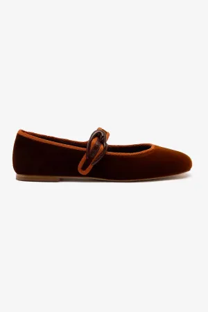 Verona Ballet Flat In Cuoio Velvet