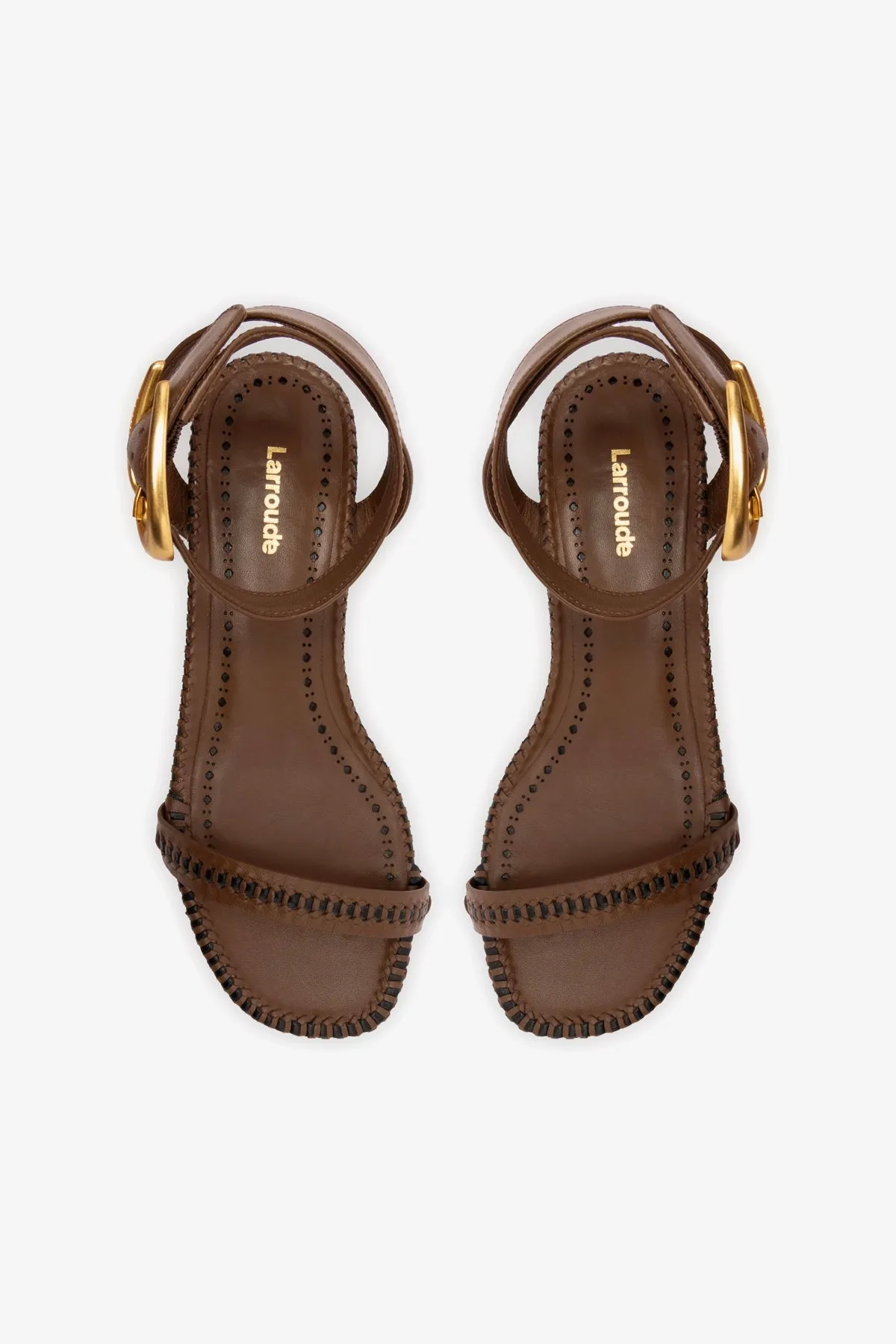 Verona Flat Sandal In Burnt Umber Leather