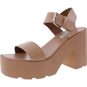 Vesta Womens Buckle Faux Leather Platform Sandals