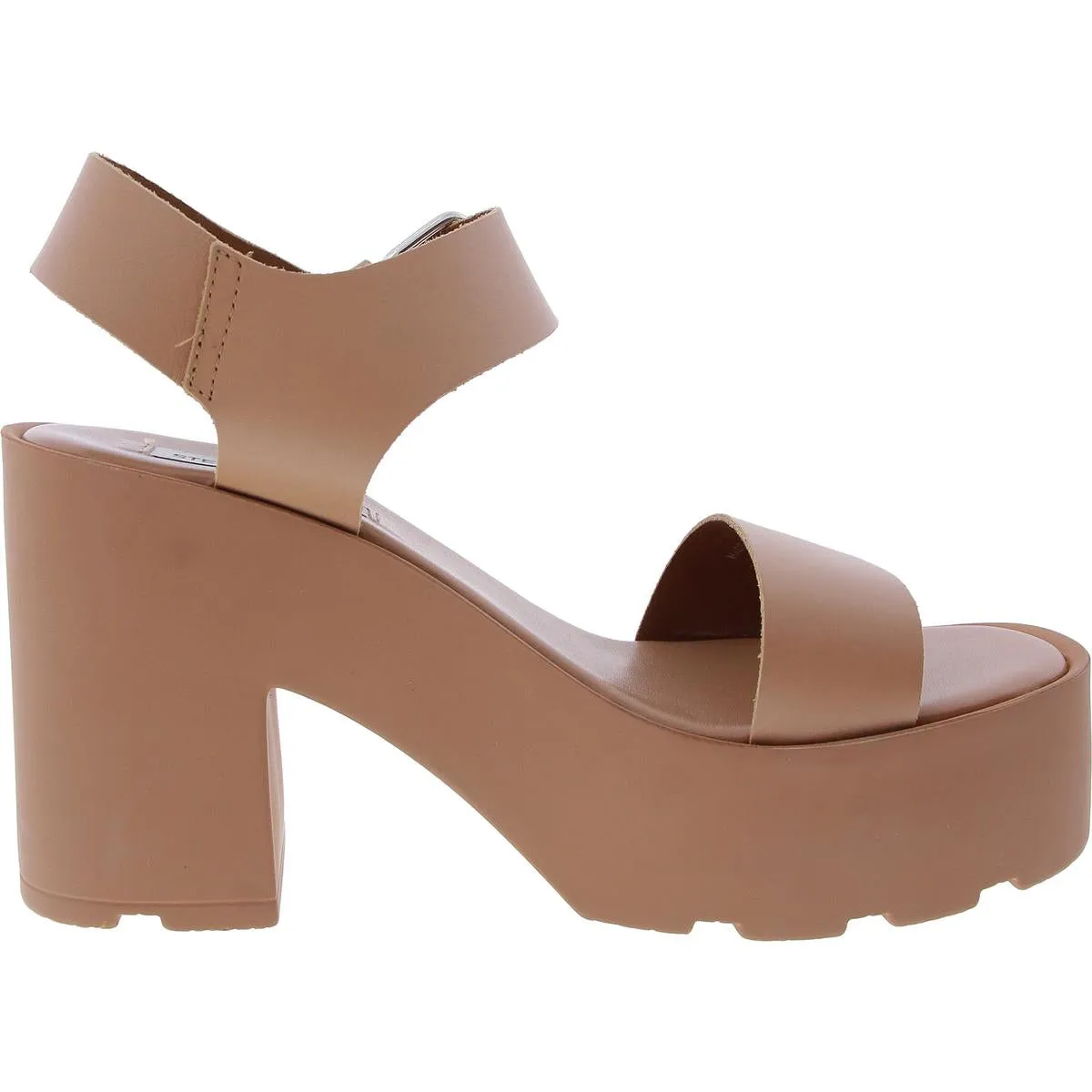 Vesta Womens Buckle Faux Leather Platform Sandals