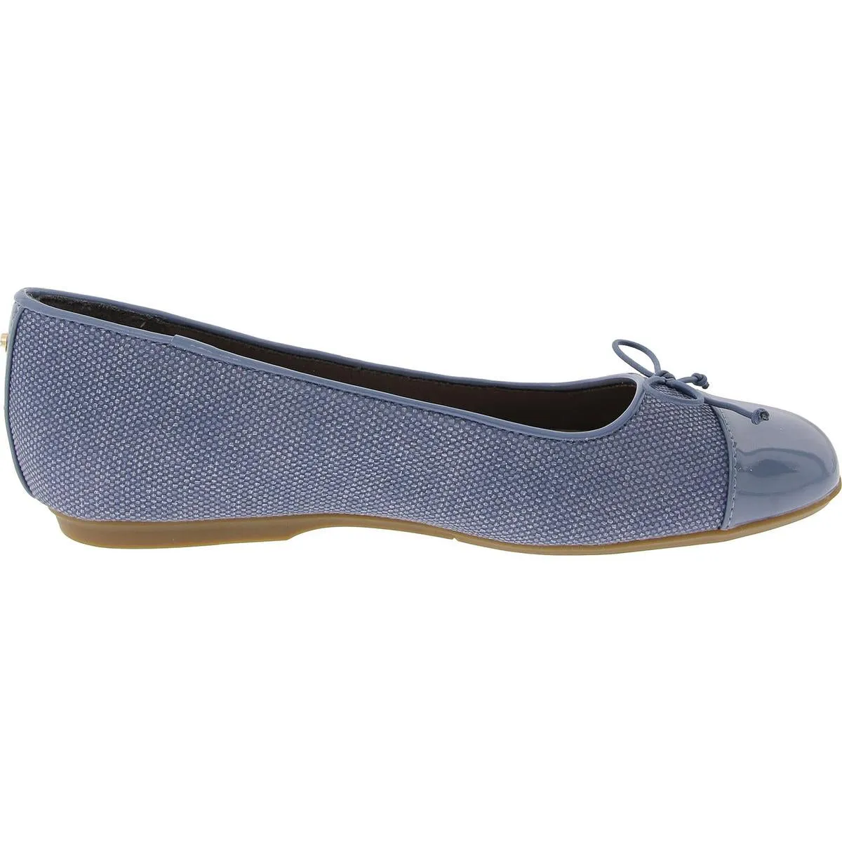 Wexley Bow Womens Faux Leather Slip-On Ballet Flats