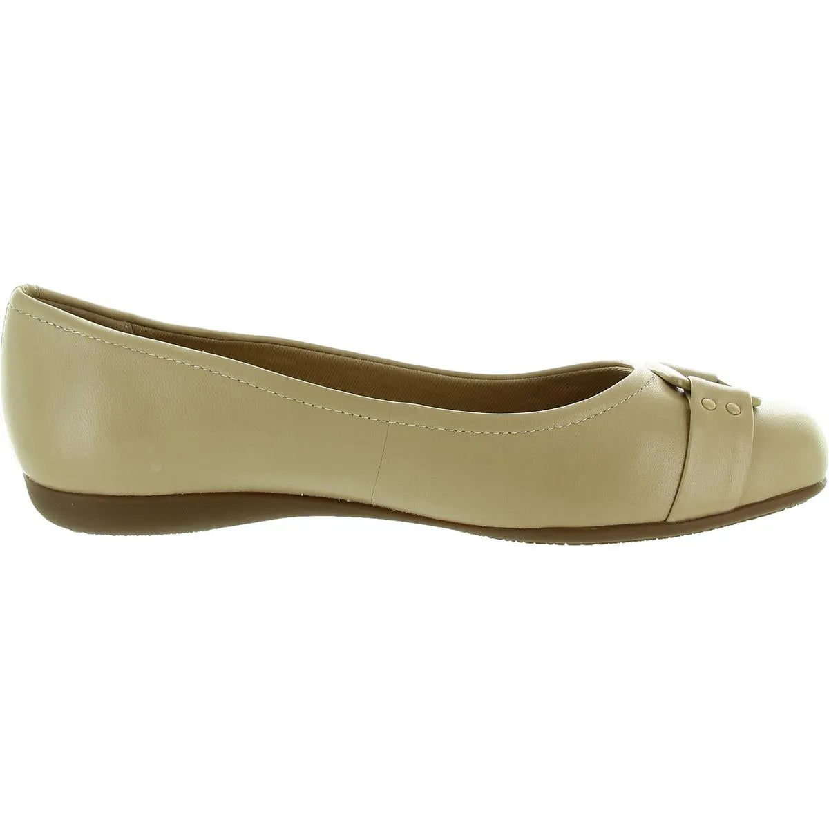 Womens Buckle Leather Flat Shoes