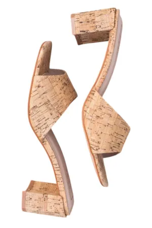 Women's Cork Heel Sandal In Natural