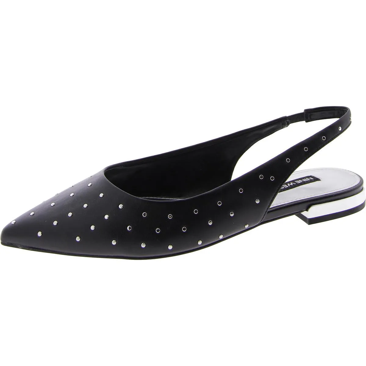 Womens Faux Leather Studded Slingbacks