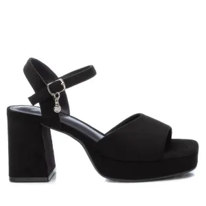 Women's Heeled Suede Sandals With Platform In Black