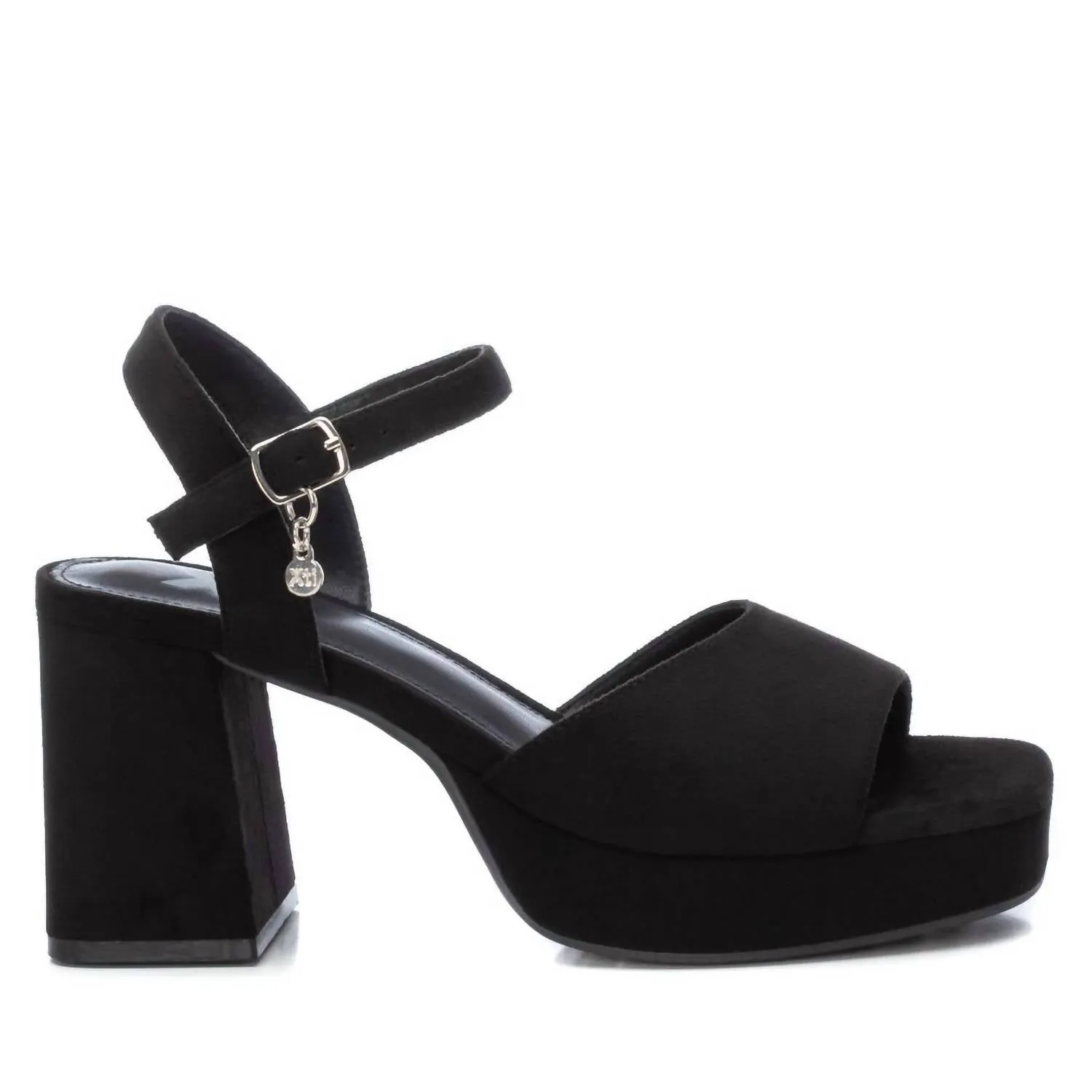 Women's Heeled Suede Sandals With Platform In Black